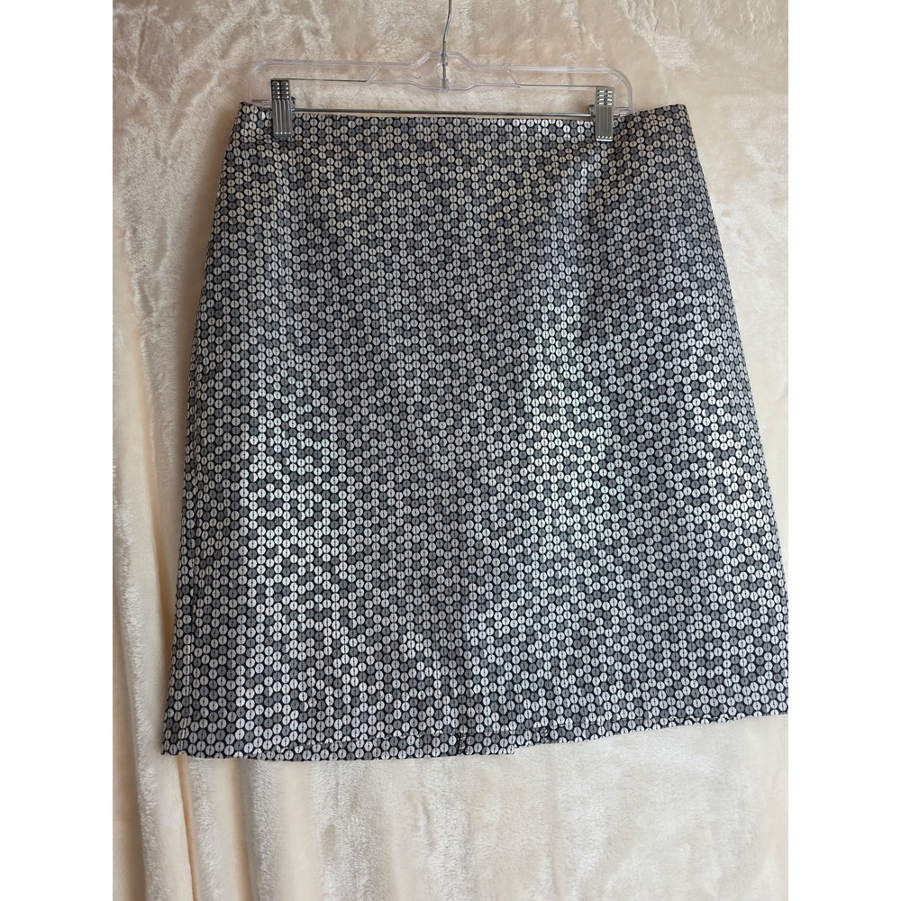Sunny Leigh‎ Womens Skirt Size 12 Black White Geometric Pattern Knee Length